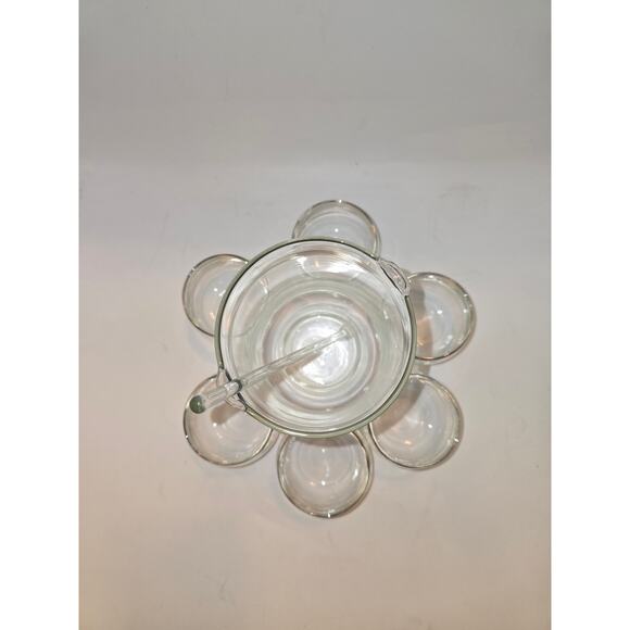 MCM Silver Band Barware Set 1 Pitcher 6 Roly Poly Glasses Vintage - Picture 2 of 10